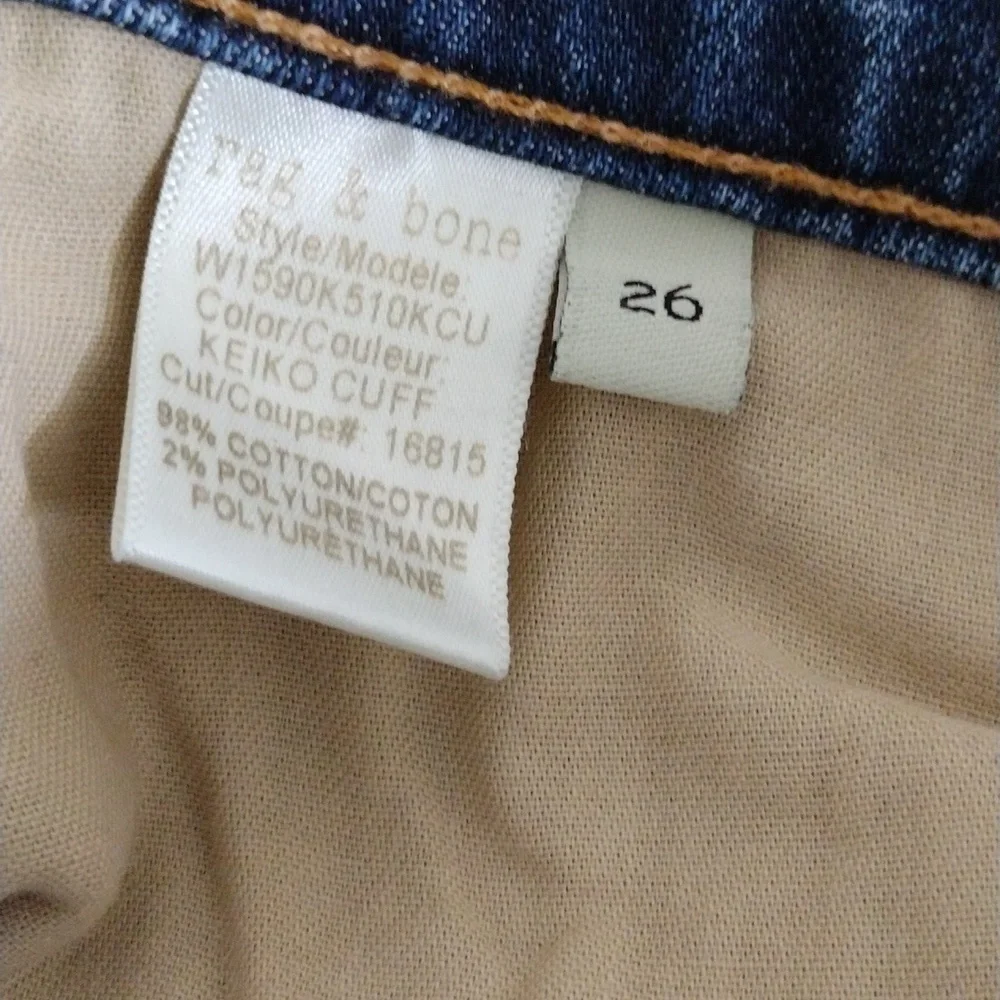Rag & bone keiko cuff dre Jeans raw hem Women's Size 26 Dark Wash Pre-owned - Picture 5 of 14
